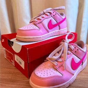 Nike Kids Light Pink and Fuchsia Dunks